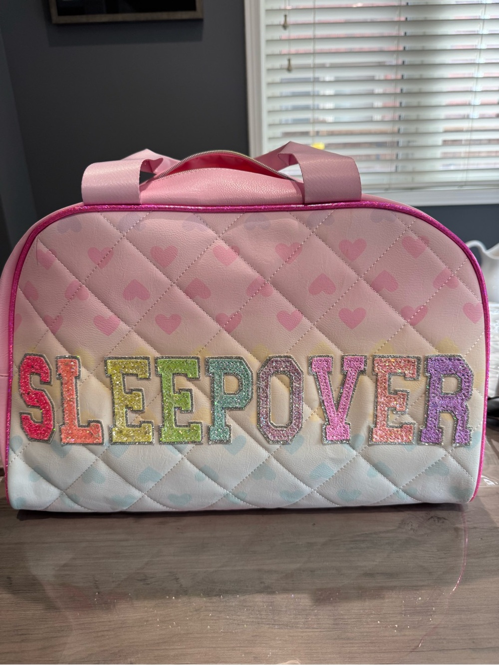 Kids Pink 'Sleepover' Quilted Travel Bag